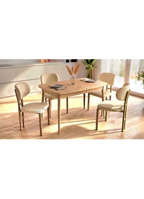2236+1411 LİDYA (KELEBEK)METAL AYAKLI TRAVERTEN 80,130+30 AÇILIR TABLA  +..T.. SAN MASA TAKIMI
