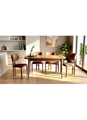 2235+1411 BABİL (KELEBEK)PARİS AYAKLI CEVİZ 80,130+30 AÇILIR TABLA  +..T.. SAN MASA TAKIMI