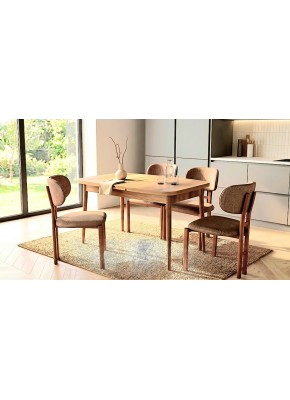 2236+1411 LİDYA KELEBEK METAL AYAKLI CEVİZ 80,130+30 AÇILIR TABLA  +..T.. SAN MASA TAKIMI 1