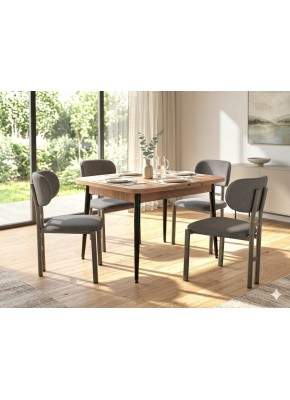 2235 BABİL T  80*130+30 CEVİZ TBL MDF KELEBEK AÇILIR MUTFAK MASA+T. SANDALYE