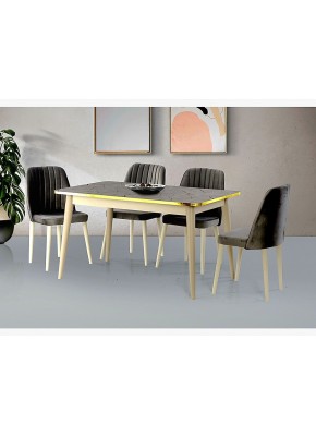 3101+1221 ASOS MİLANO GRİ ARİS GOLD RENK S.LAM TABLA YEMEK MASASI 
