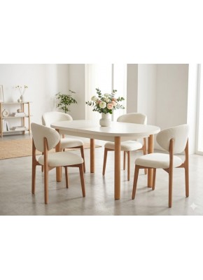 3210 GALA ELİPS 90*160+30 AYTAŞI SALON MASA+2202 ELİPS NATUREL KREM SAN