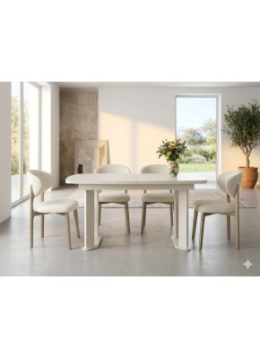 3211 PABLO ELİPS AYTAŞI KOTON RENK MDF 90+160+30 SALON MASA+2202 ELİPS BONJİ KREM