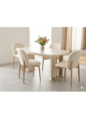 3211 PABLO ELİPS AYTAŞI KOTON RENK MDF 90+160+30 SALON MASA+2203 İKONİK BONJİ KREM