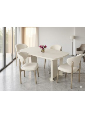 3211 PABLO İKONİK AYTAŞI MDF 90+160+30 SALON MASA+2202 ELİPS BONJİ KREM SAN