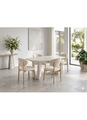3211 PİCASSO ELİPS AYTAŞI RENK MDF 90+160+30 SALON MASA+2202 ELİPS BONJİ KREM