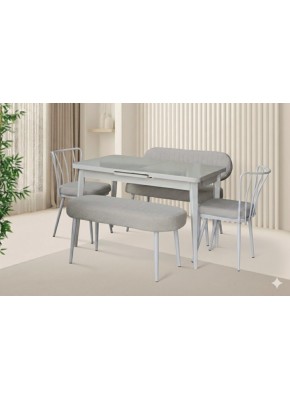 4401 SERRA BEYAZ KREM BENÇ TAKIM  SET 70*110+30