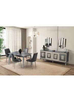 İYON YEMEK ODASI TAKIMI KUMTAŞI ANTRASİT