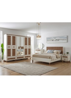 MİLA STORLU MDF 6 KAPILI CEVİZ AYTAŞI  YATAK ODASI 