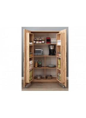 SERRA 180 CM DOLAP BOY 2 KPK LI TEKERLİ RAFLI KPK CEVİZ